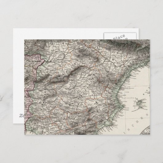 Kaart van Spanje en Portugal door Stieler (Voorkant / Achterkant)