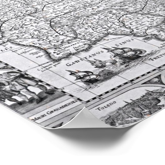 Kaart van Spanje Poster (Hoek)