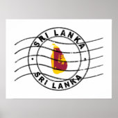 Kaart van Sri Lanka, poststempel Poster (Voorkant)