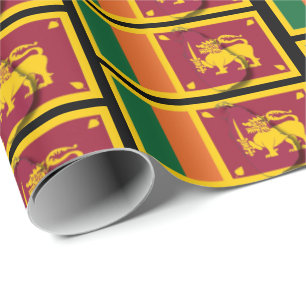 Kaart van SRI LANKA   Sri Lankaanse vlag Cadeaupapier