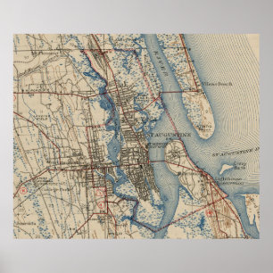  kaart van St. Augustine Florida (1937) Poster