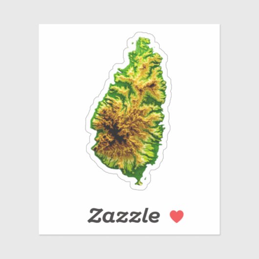 Kaart van St Lucia Green Sticker (Vel)