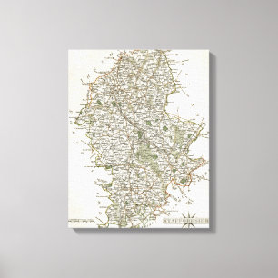 KAART VAN STAFFORDSHIRE, 1793 CANVAS AFDRUK