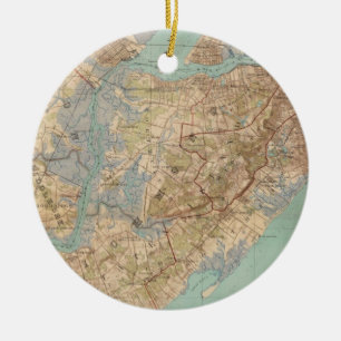  kaart van Staten Island (1891) Keramisch Ornament