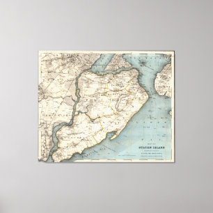 kaart van Staten Island NY (1896) Canvas Afdruk