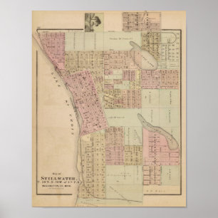 Kaart van Stillwater, Washington County, Minnesota Poster