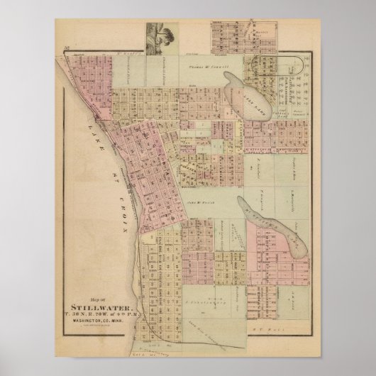 Kaart van Stillwater, Washington County, Minnesota Poster (Voorkant)