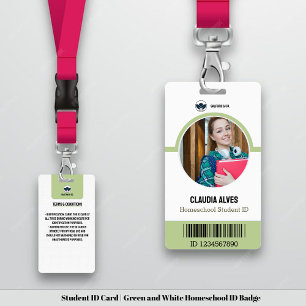Kaart van studentnummer   Groen-wit Homeschool ID Badge