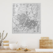  kaart van Stuttgart Duitsland (1794) Poster (Keuken)