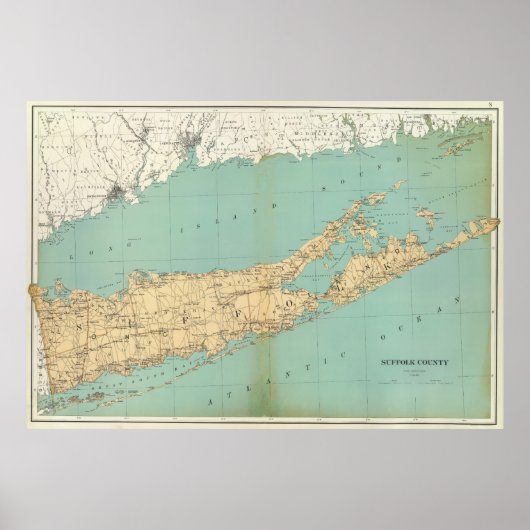 kaart van Suffolk County NY (1895) Poster (Voorkant)