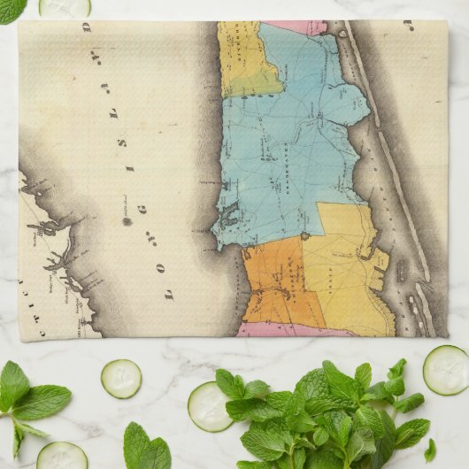 kaart van Suffolk New York (1829) Theedoek (Gevouwen)