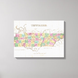kaart van Tennessee (1827) Canvas Afdruk