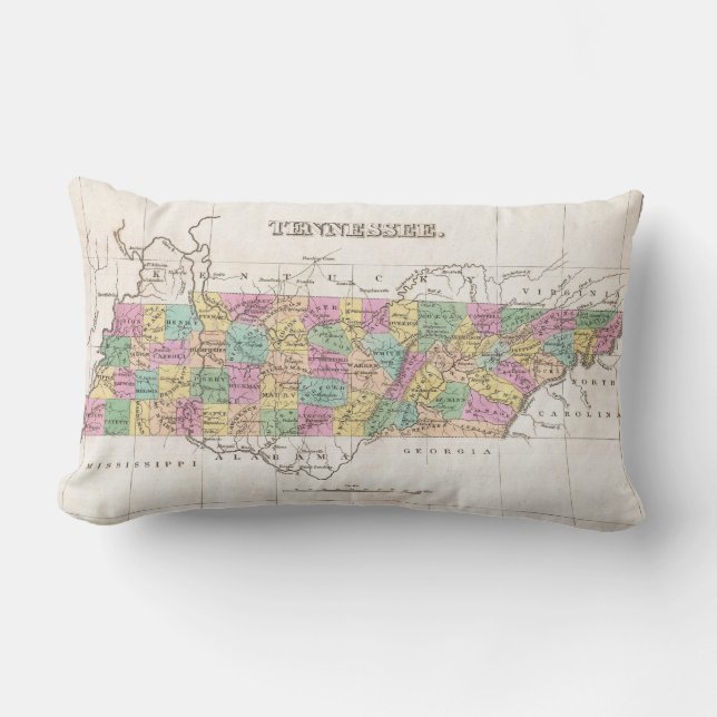  kaart van Tennessee (1827) Kussen (Voorkant)