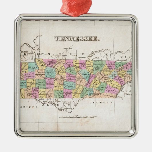 kaart van Tennessee (1827) Metalen Ornament (Voorkant)