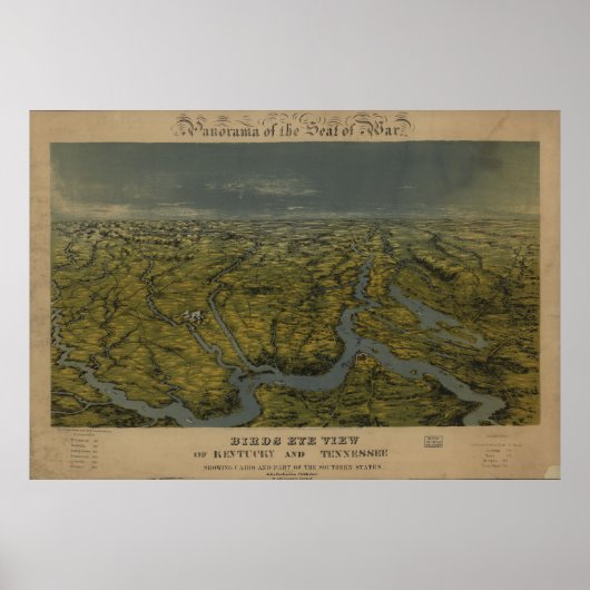 kaart van Tennessee & Kentucky (1862) Poster (Voorkant)