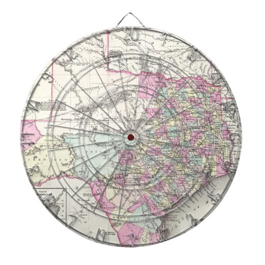 kaart van Texas (1855) Dartbord (Voorkant)