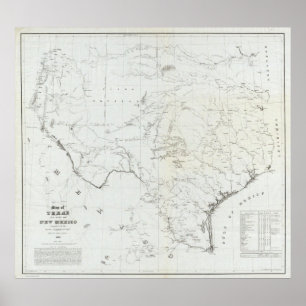 Kaart van Texas en deel van New Mexico Poster