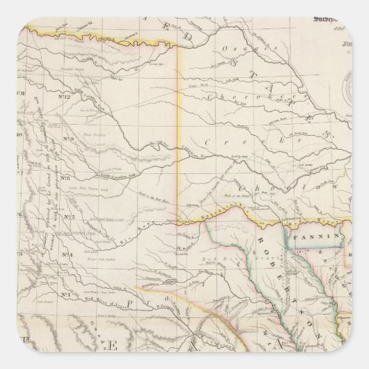 Kaart van Texas Vierkante Sticker (Voorkant)