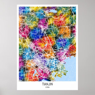 Kaart van Tianjin China Poster