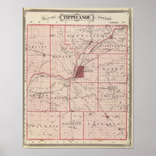 Kaart van Tippecanoe County Poster