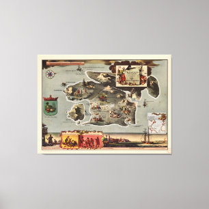Kaart van Treasure Island door Robert Louis Steven Canvas Afdruk