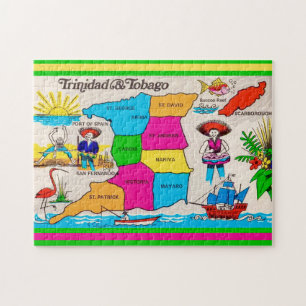 Kaart van Trinidad & Tobago 11x14 Legpuzzel