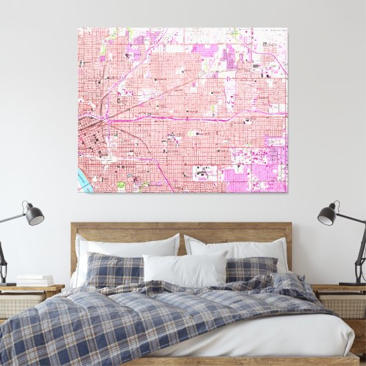  kaart van Tulsa Oklahoma (1954) Canvas Afdruk (Insitu (Slaapkamer))