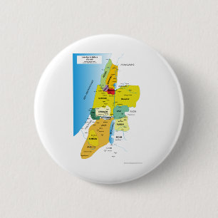 Kaart van twaalf stammen Israël van 1200 tot 1050 Ronde Button 5,7 Cm
