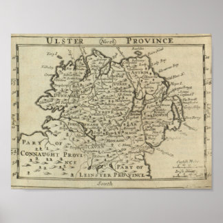 Kaart van Ulster Poster
