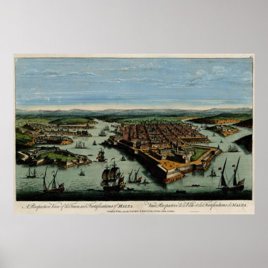 kaart van Valletta Malta (1794) Poster (Voorkant)