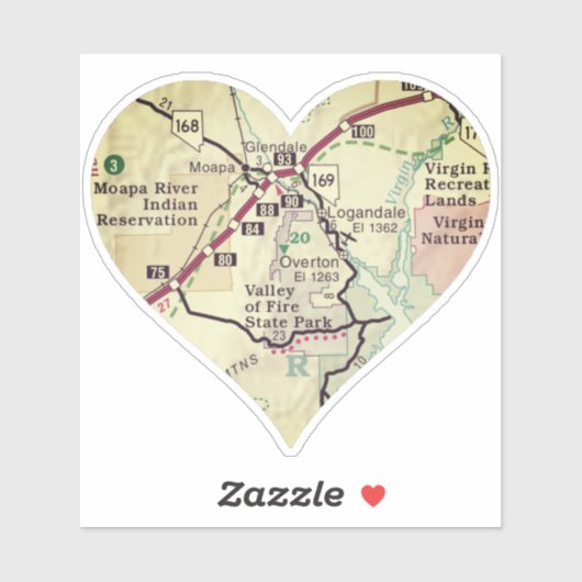  kaart van Valley of Fire State Park Sticker (Vel)