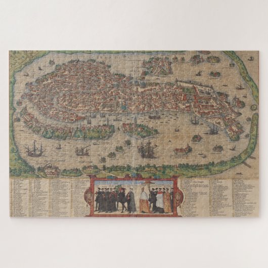  kaart van Venetië (1572) Legpuzzel (Horizontaal)
