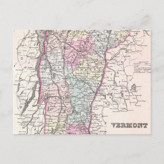  kaart van Vermont (1855) (Voorkant)
