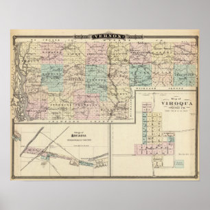Kaart van Vernon County, Arcadia en Viroqua Poster