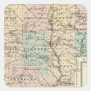 Kaart van Vernon County, Arcadia en Viroqua Vierkante Sticker