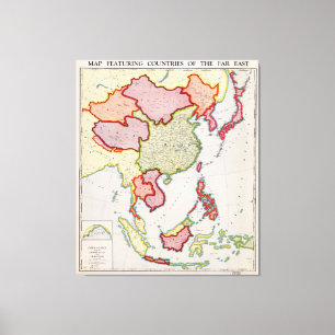 Kaart van Verre Oost-Azië (1932) Canvas Afdruk