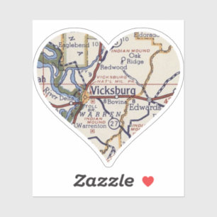  kaart van Vicksburg MS Sticker