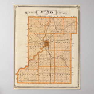 Kaart van Vigo County Poster