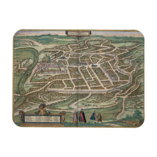 Kaart van Vilnius, Litouwen, van "Civitates Orbis Magneet