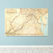 kaart van Virginia (1863) Canvas Afdruk (Insitu (Houten vloer))