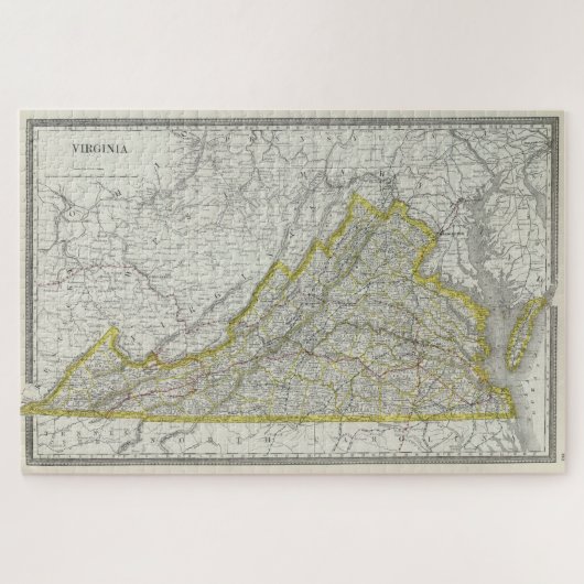  kaart van Virginia (1889) Legpuzzel (Horizontaal)