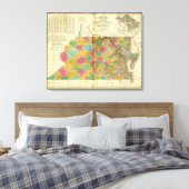 Kaart van Virginia en Maryland Canvas Afdruk (Insitu (Slaapkamer))