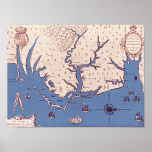Kaart van Virginia Poster