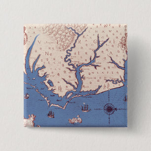 Kaart van Virginia Vierkante Button 5,1 Cm