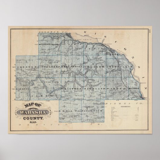 Kaart van Wabasha County, Minnesota Poster (Voorkant)