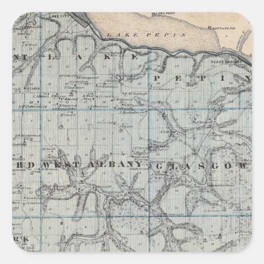 Kaart van Wabasha County, Minnesota Vierkante Sticker (Voorkant)