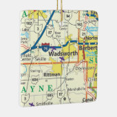 kaart van Wadsworth Ohio Keramisch Ornament (Rechts)