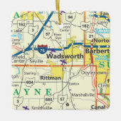 kaart van Wadsworth Ohio Keramisch Ornament (Voorkant)