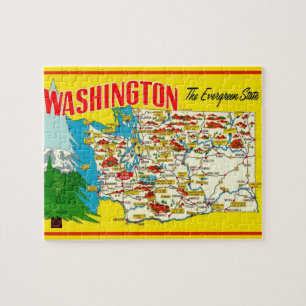 Kaart van Washington Briefkaart Jigsaw Puzzle Legpuzzel