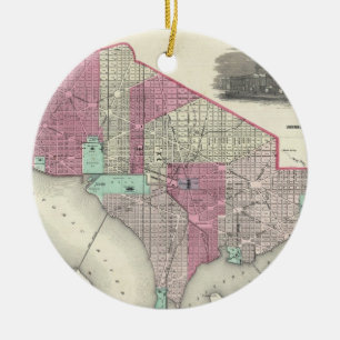 Kaart van Washington D.C. (1866) Keramisch Ornament